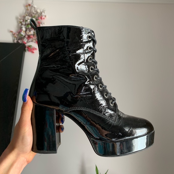 Y2K patent leather block chunky bratz boot - Picture 1 of 4